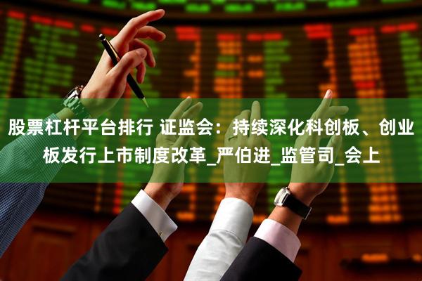 股票杠杆平台排行 证监会：持续深化科创板、创业板发行上市制度改革_严伯进_监管司_会上